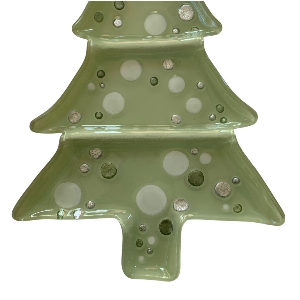 Lori Siebert for Silvestri Hand Blown Glass Christmas Tree Divided Platter - Picture 9 of 11